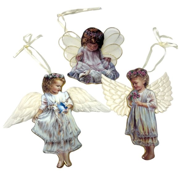 Angel Ornament  Heavens Little Angels 3 Ornament Set Life Like - Picture 1 of 8
